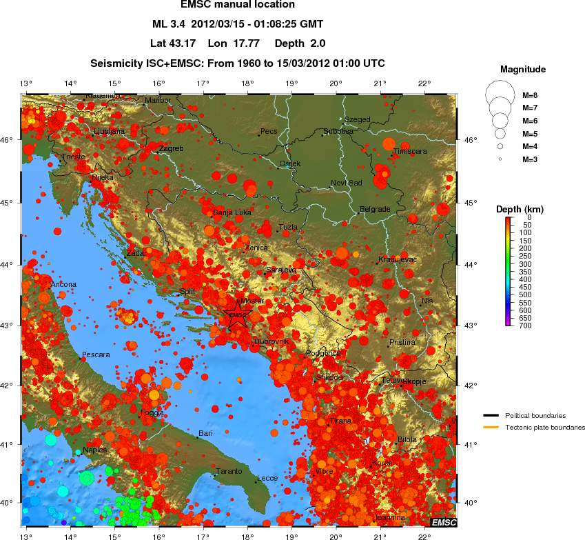 regional depth historical seismicity