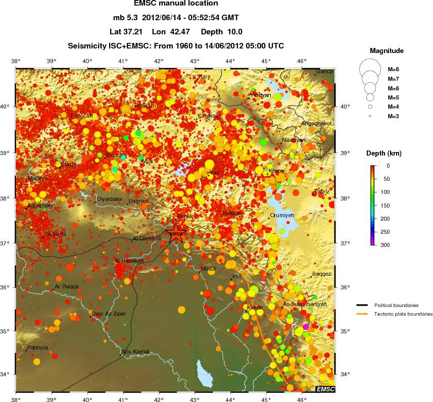 regional depth historical seismicity