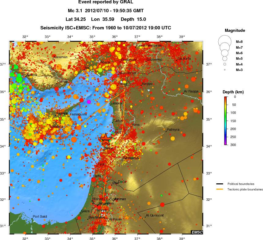 regional depth historical seismicity