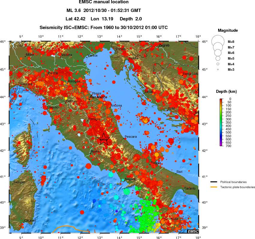 regional depth historical seismicity