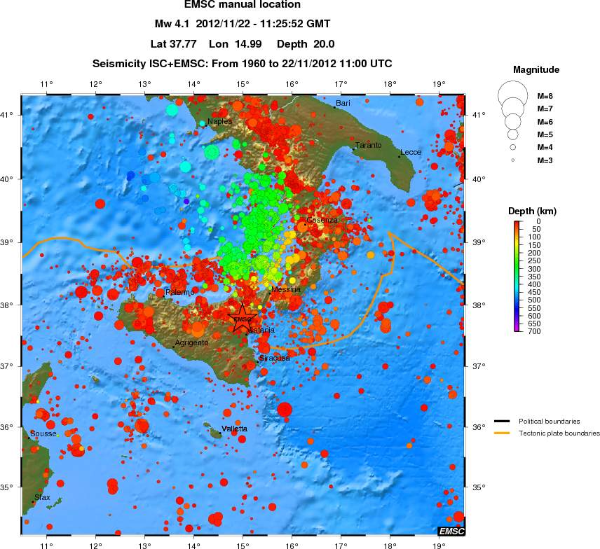 regional depth historical seismicity