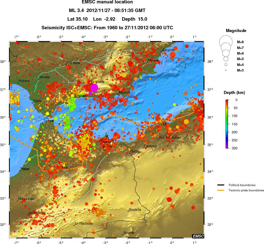 regional depth historical seismicity