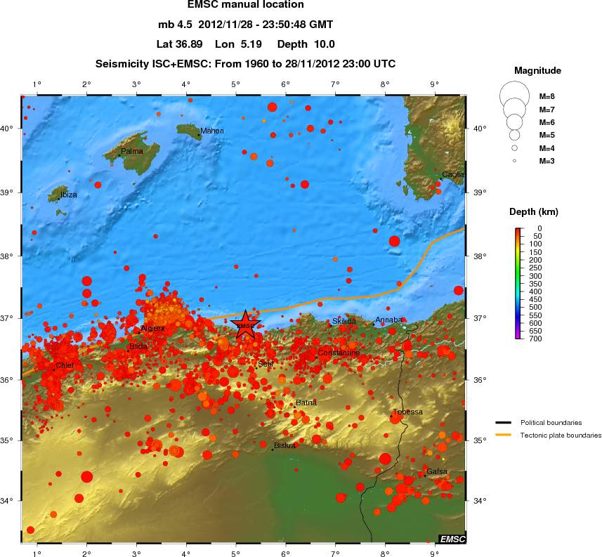 regional depth historical seismicity