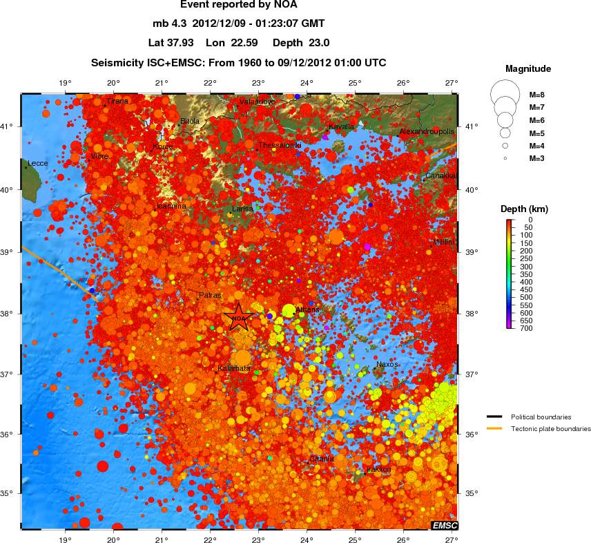 regional depth historical seismicity
