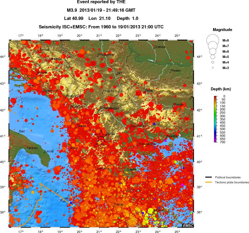 regional depth historical seismicity