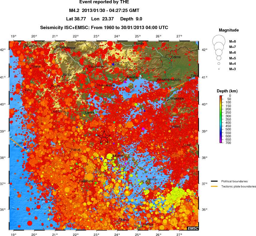 regional depth historical seismicity