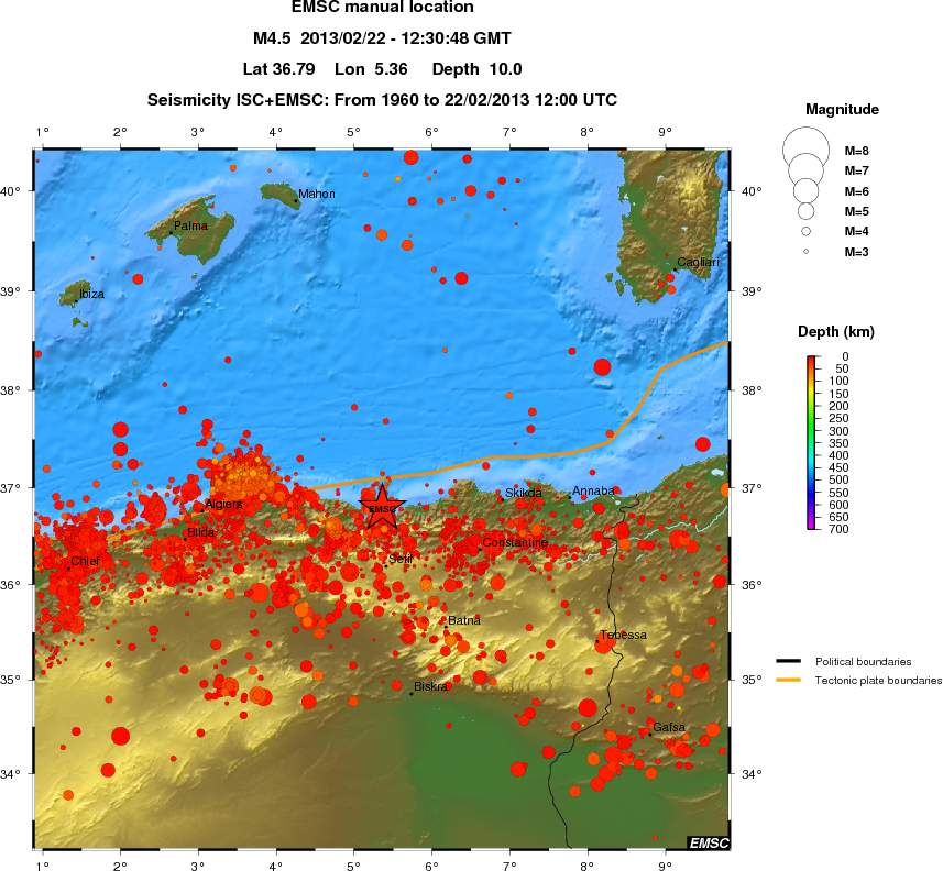 regional depth historical seismicity