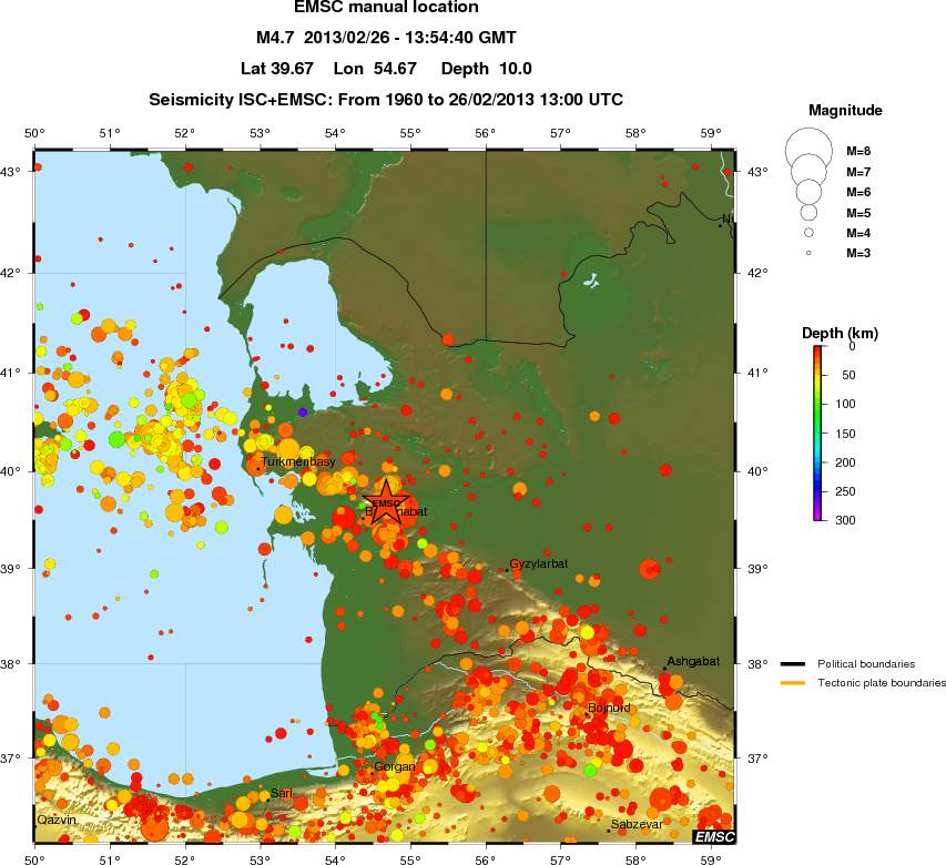 regional depth historical seismicity