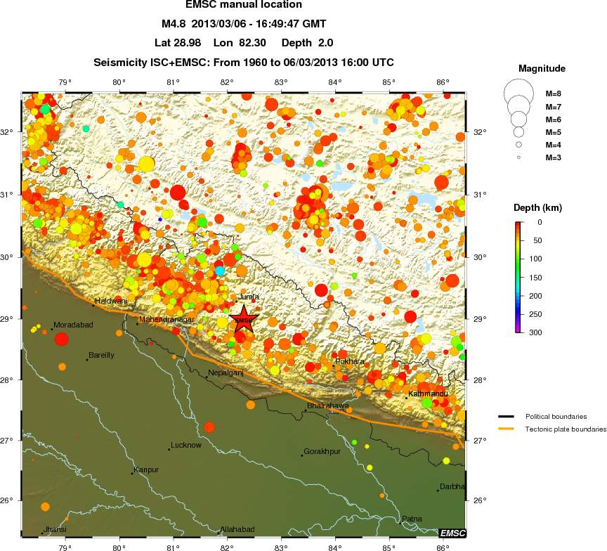 regional depth historical seismicity