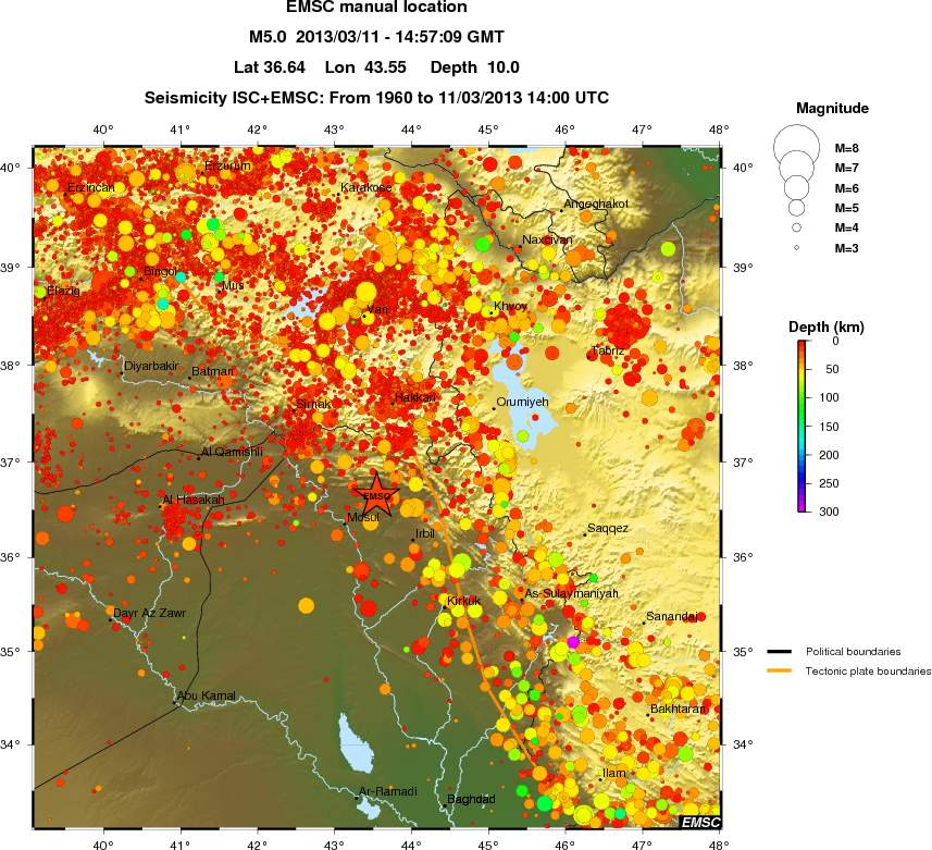 regional depth historical seismicity