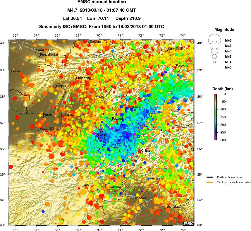 regional depth historical seismicity