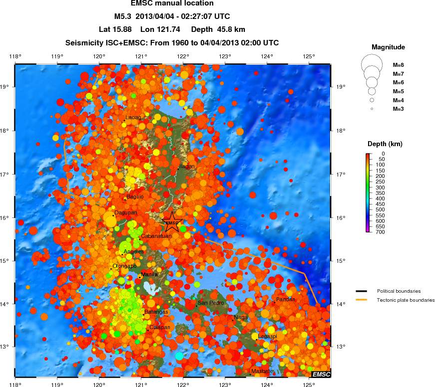 regional depth historical seismicity