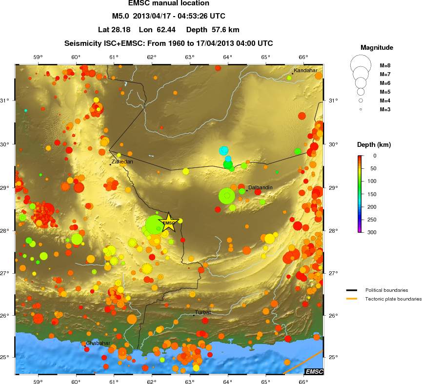 regional depth historical seismicity