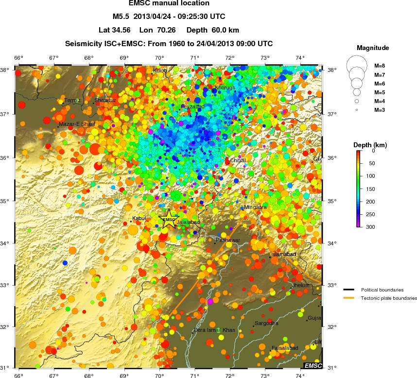 regional depth historical seismicity