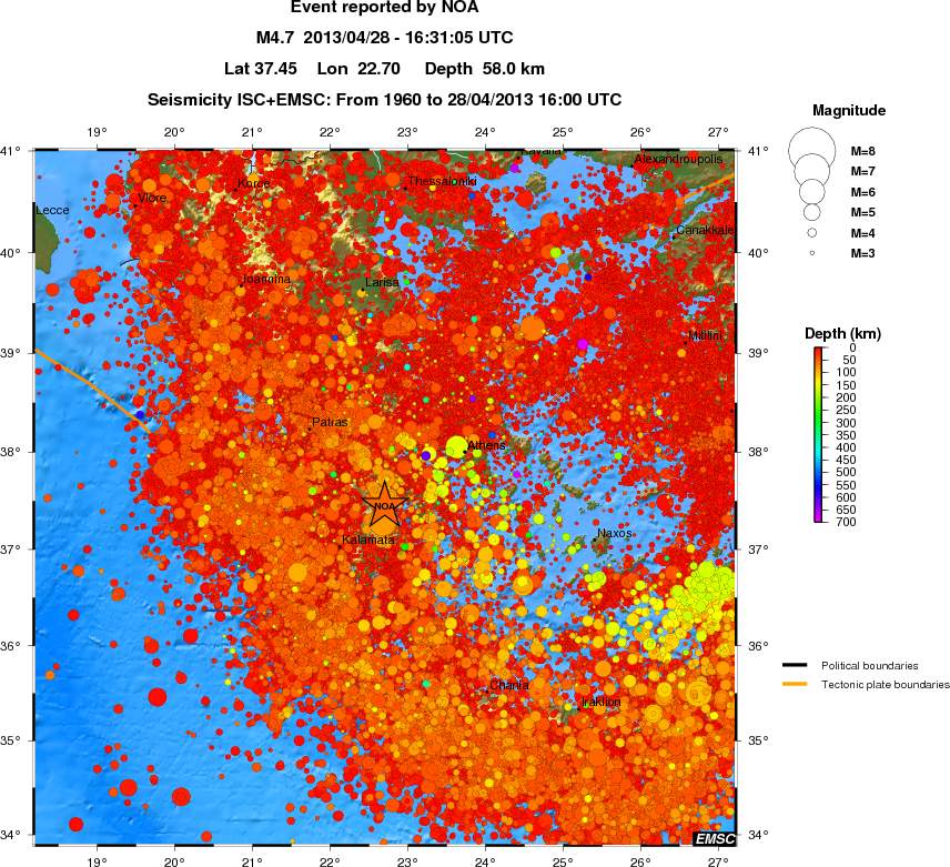 regional depth historical seismicity