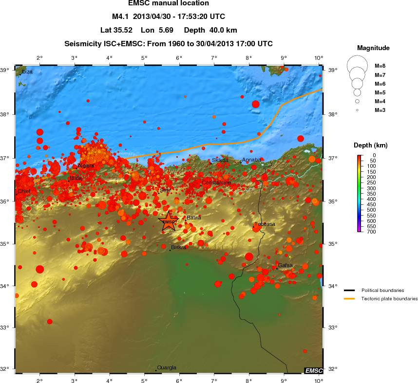 regional depth historical seismicity