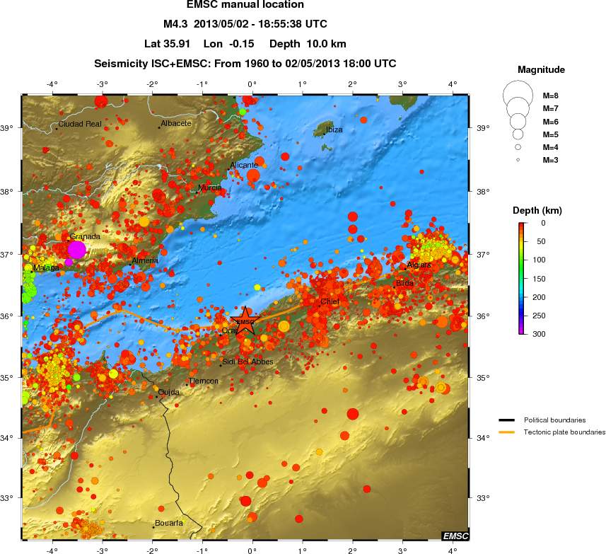 regional depth historical seismicity