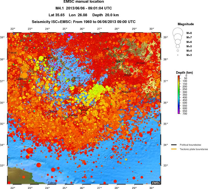 regional depth historical seismicity