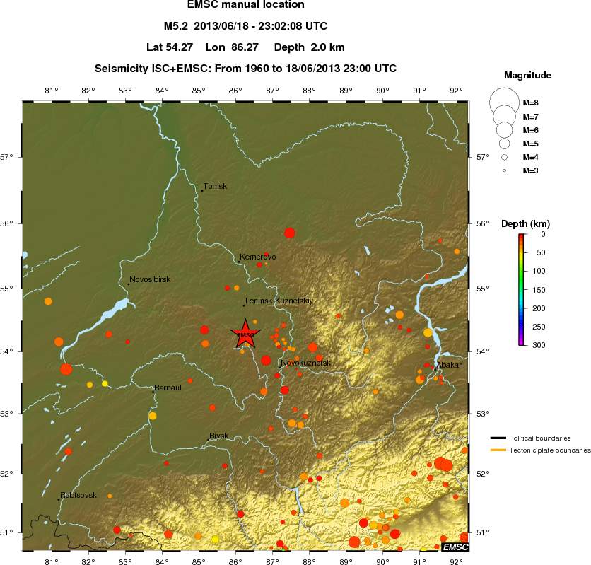 regional depth historical seismicity