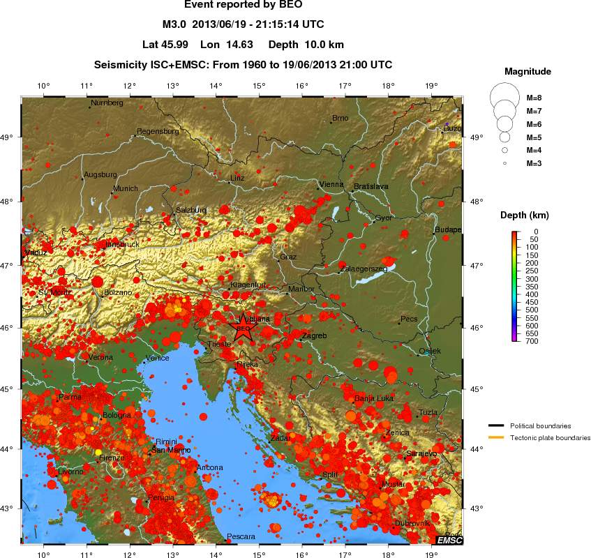 regional depth historical seismicity