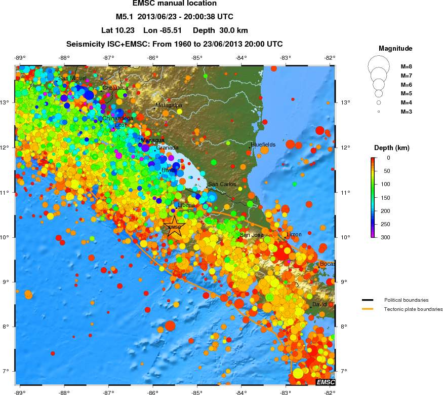 regional depth historical seismicity