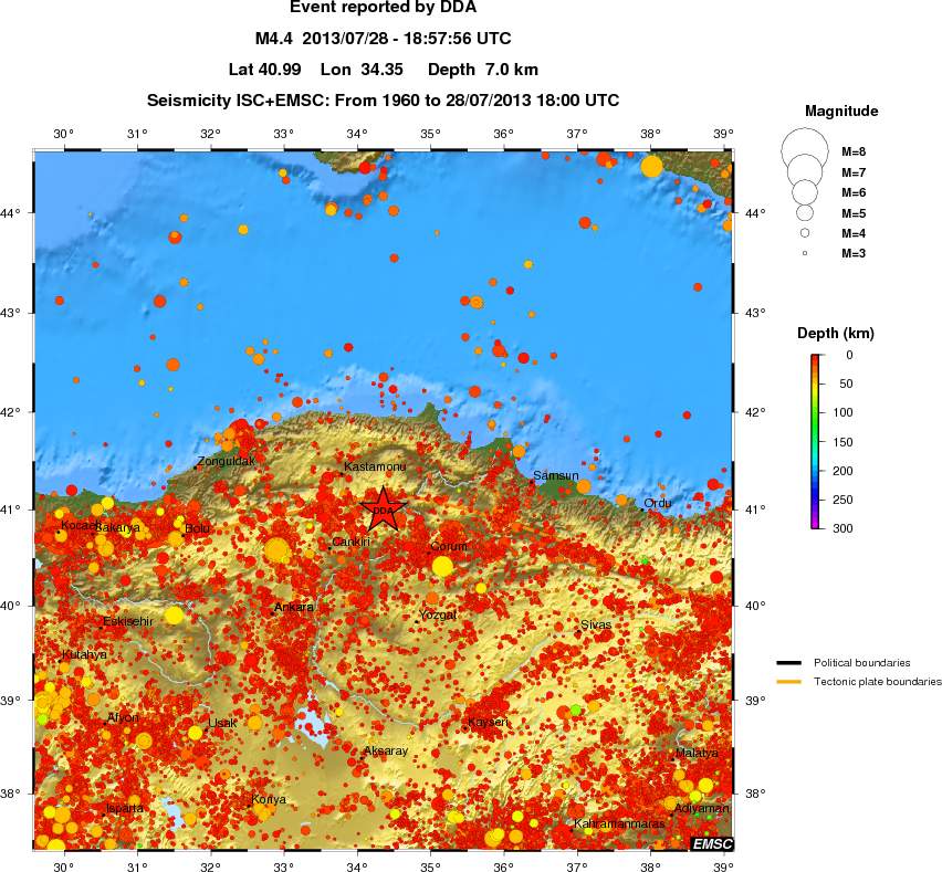 regional depth historical seismicity
