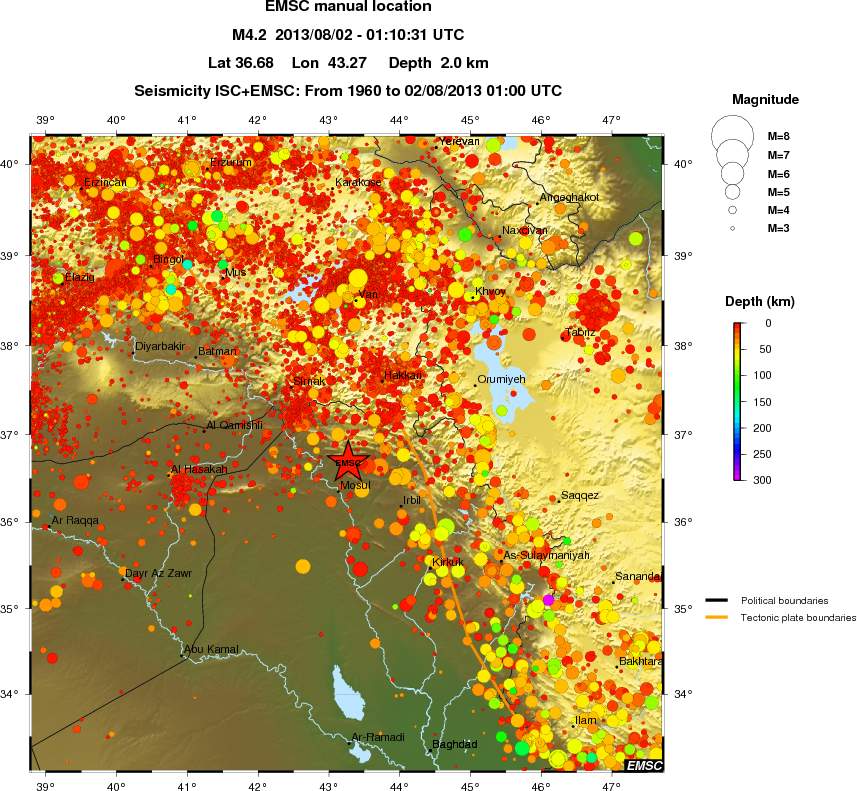 regional depth historical seismicity
