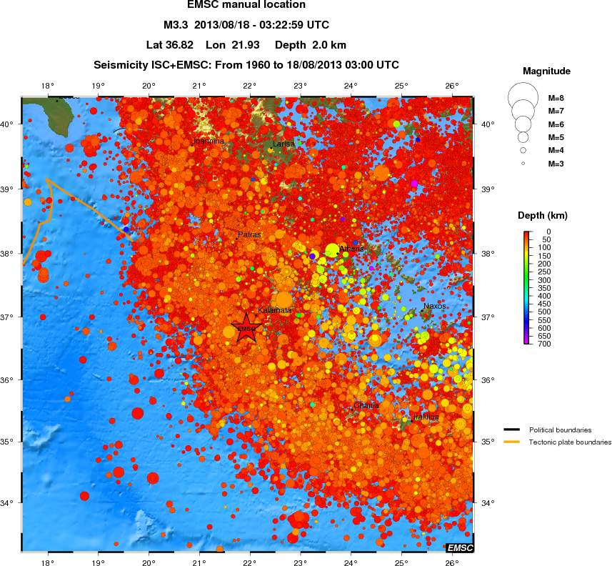 regional depth historical seismicity
