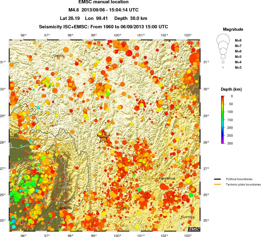 regional depth historical seismicity
