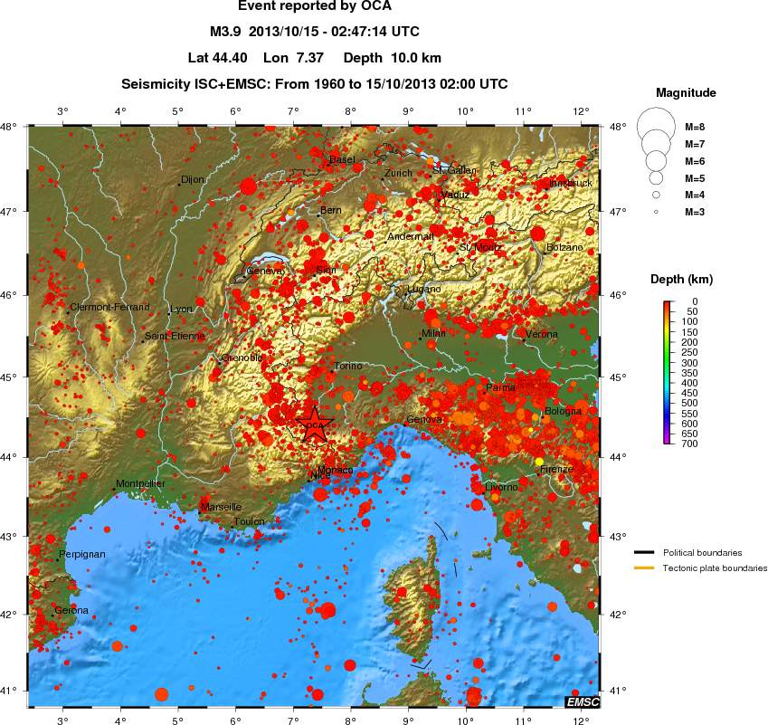 regional depth historical seismicity