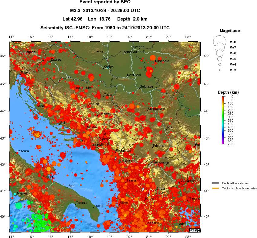 regional depth historical seismicity