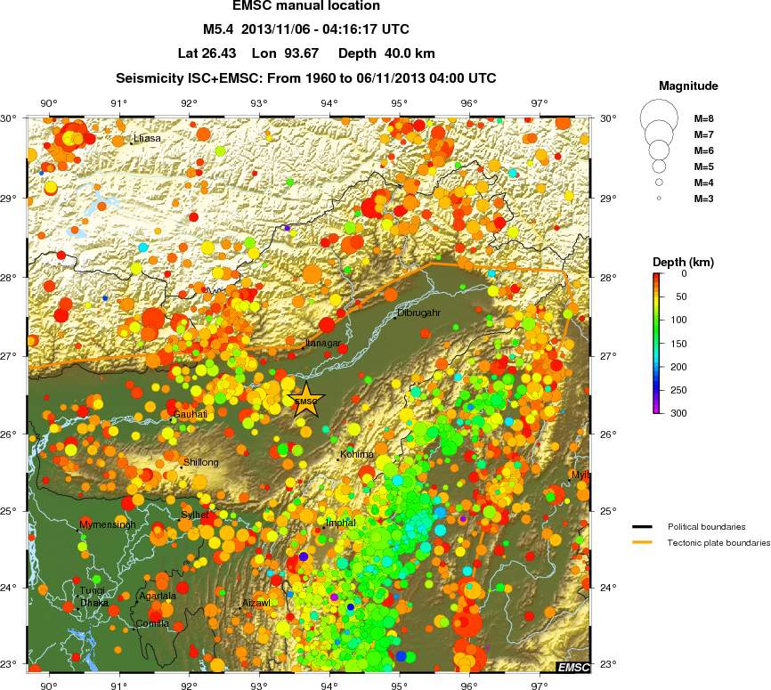 regional depth historical seismicity
