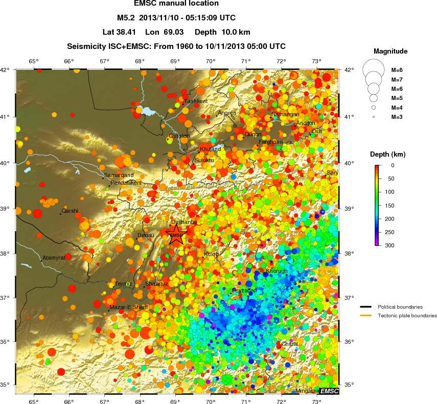 regional depth historical seismicity