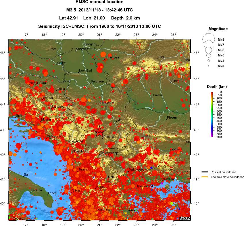 regional depth historical seismicity