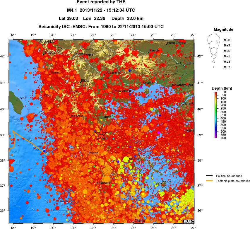 regional depth historical seismicity