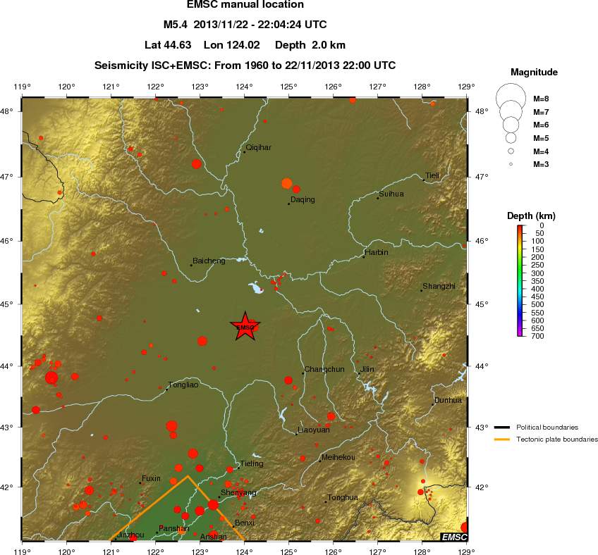 regional depth historical seismicity