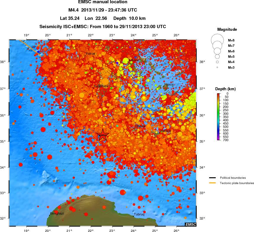 regional depth historical seismicity