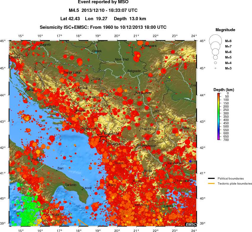 regional depth historical seismicity