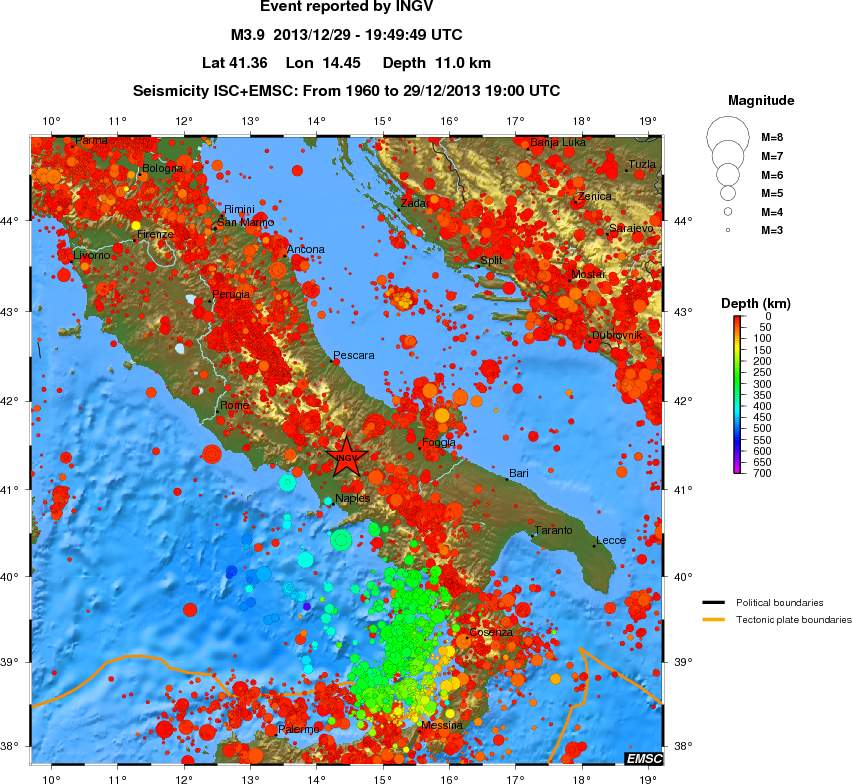 regional depth historical seismicity
