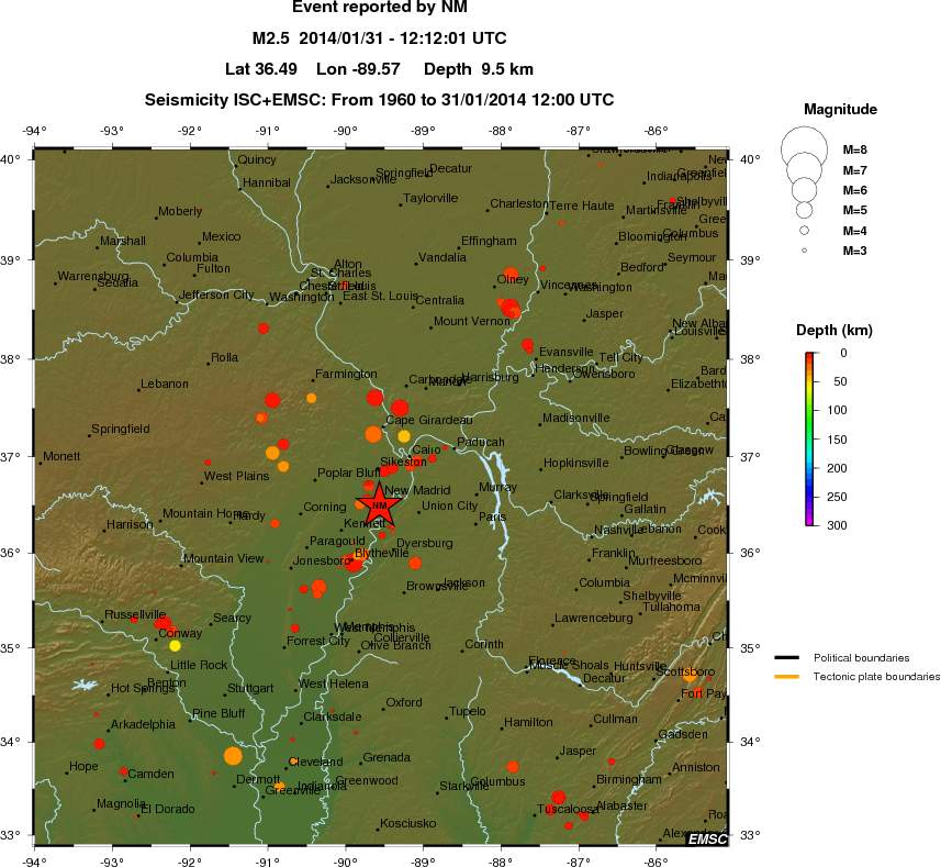 regional depth historical seismicity