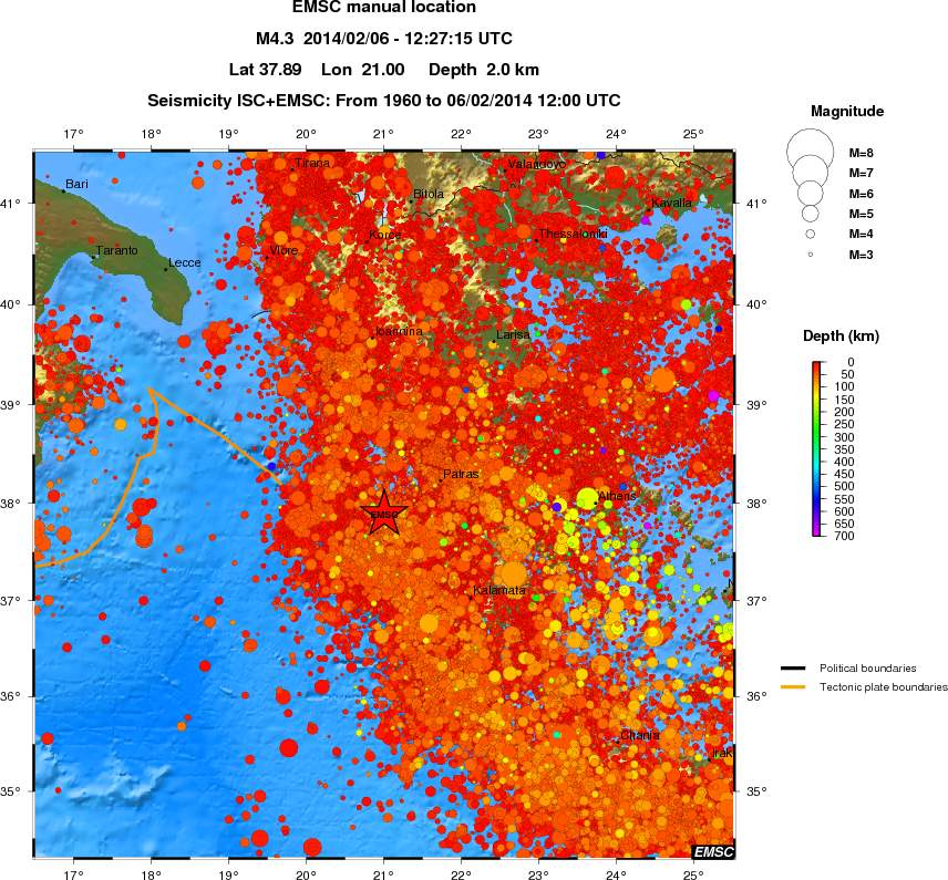 regional depth historical seismicity