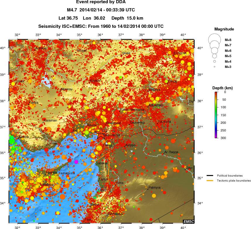 regional depth historical seismicity
