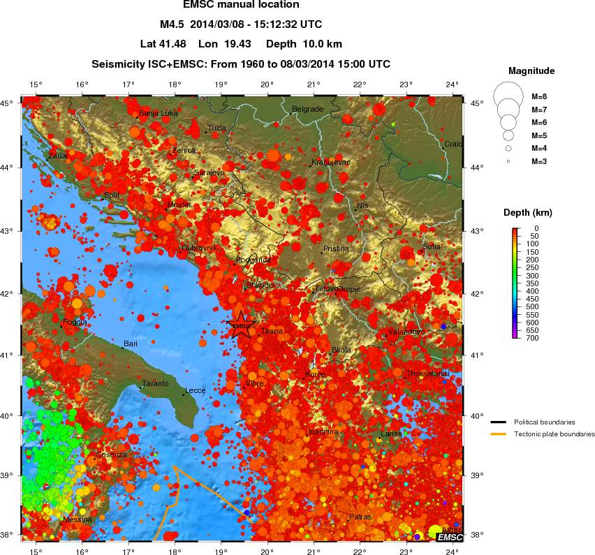 regional depth historical seismicity
