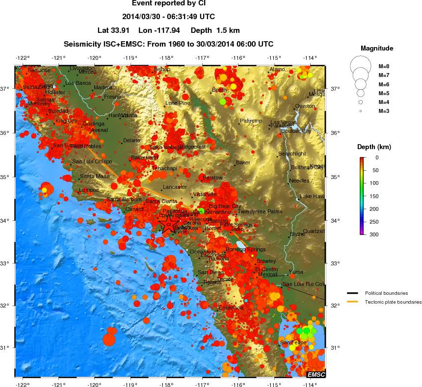 regional depth historical seismicity
