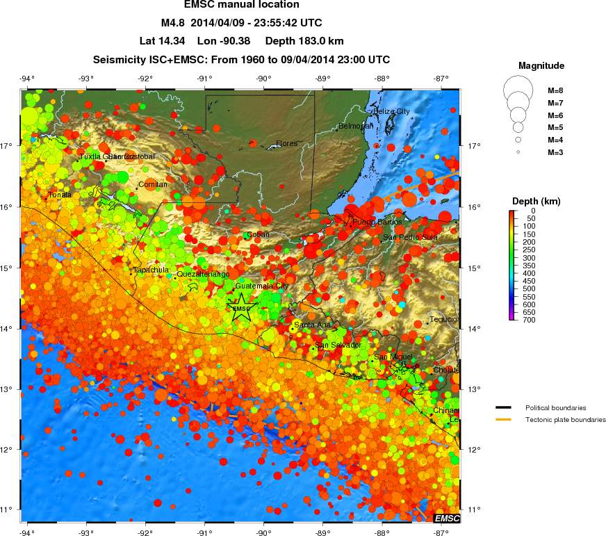 regional depth historical seismicity