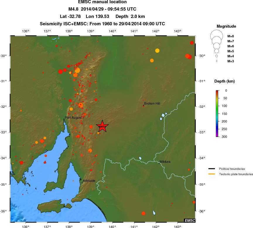 regional depth historical seismicity