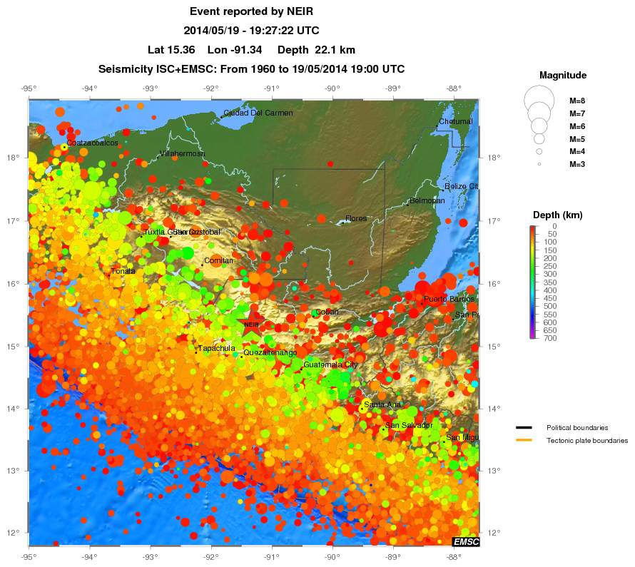 regional depth historical seismicity