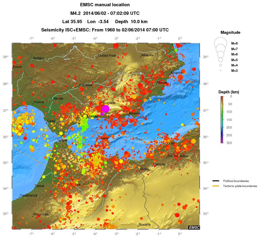 regional depth historical seismicity