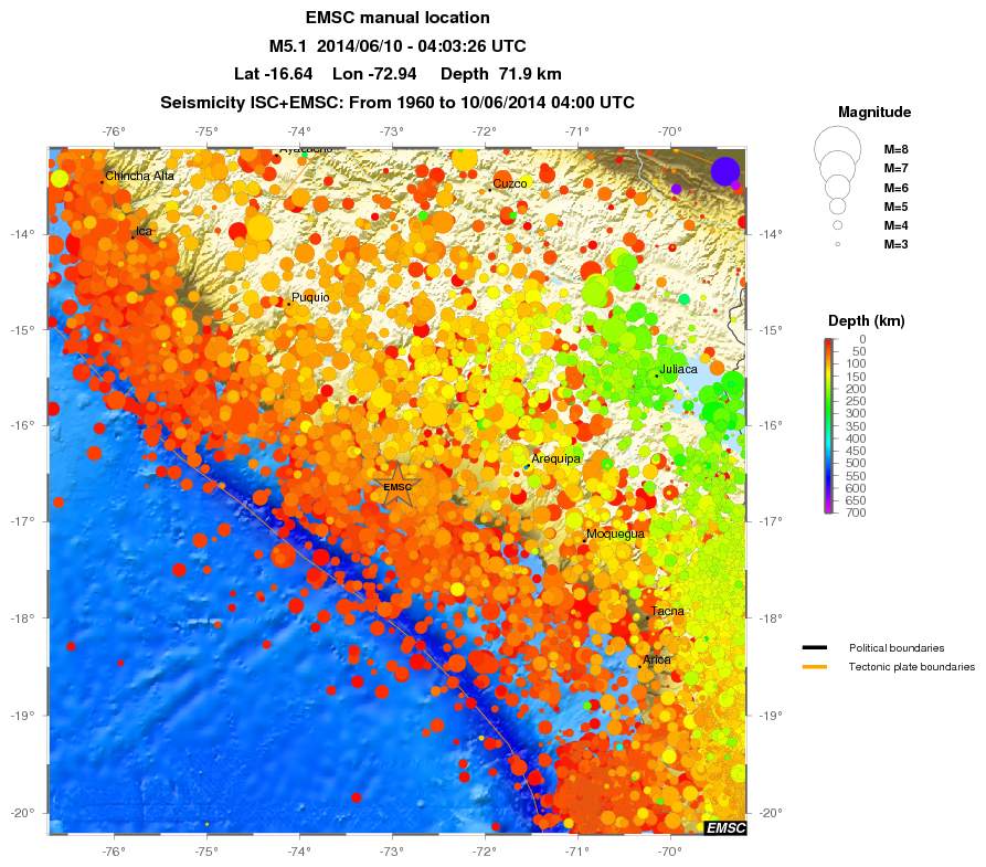 regional depth historical seismicity