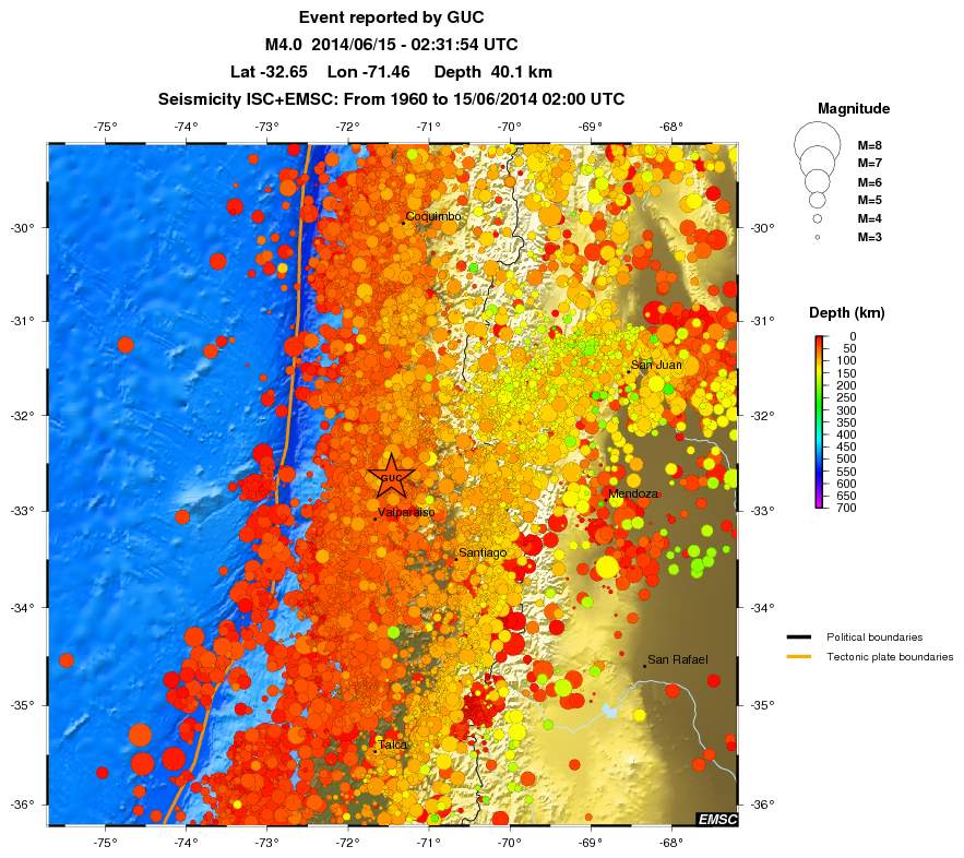 regional depth historical seismicity